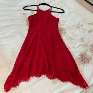 Women XS Red lace cocktail dress with invisible zipper adjustable straps